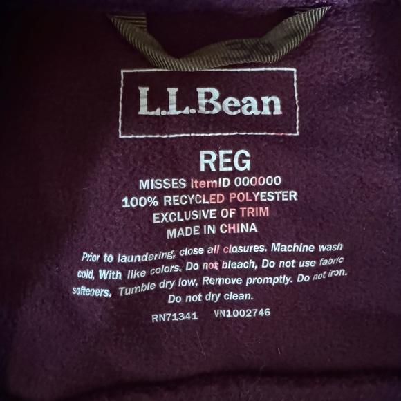 L.L. Bean Women’s Fleece Jacket, Sz.M, Plum Purple, Full Zip Cozy Outdoor EUC - Picture 3 of 16